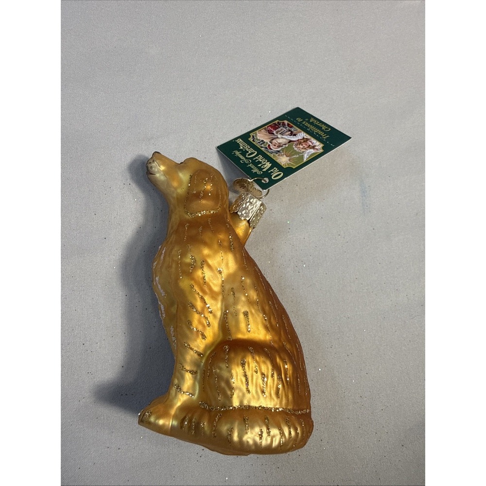Old World Christmas Sitting Golden Retriever Dog Glass Blown Ornament NWT